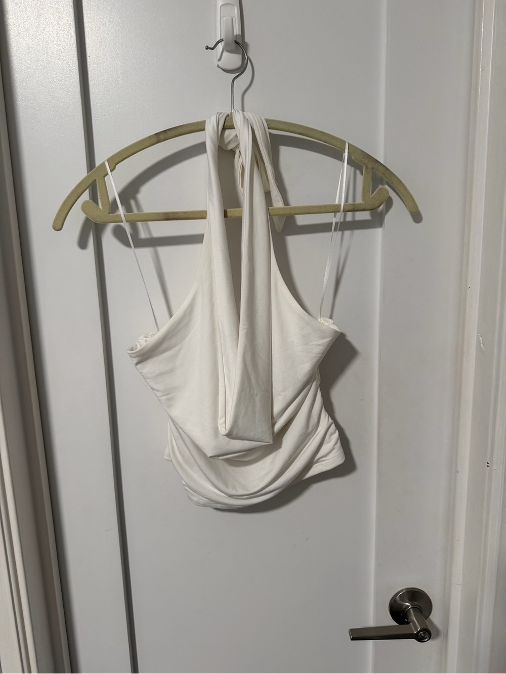 Garage White Draped Halter Camisole